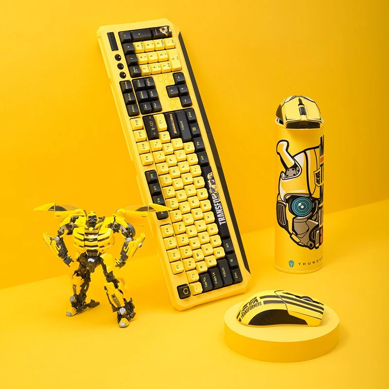 Transformers Bumblebee Gaming Keyboard Mouse Set KG8104 Wired Mechanical Keyboard + 701ML 2.4G Wireless Mouse + Pad