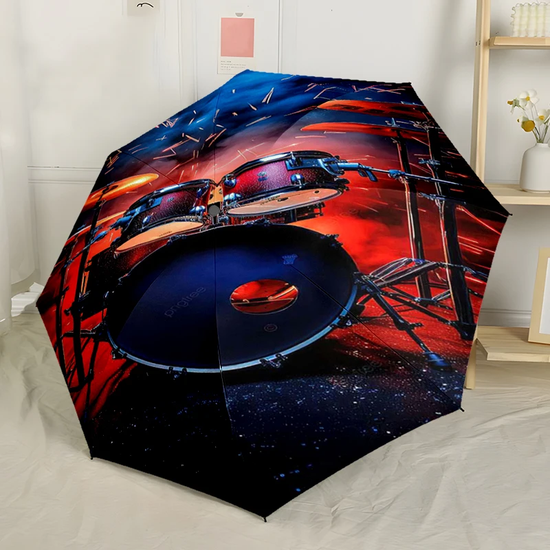 Music Lovers Automatic Umbrella, Compact Design with 8 Ribs,  Outdoor Leisure and Daily Use-ideal Gift