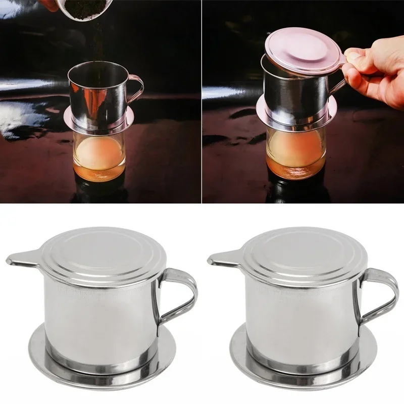 Vietnam Style Stainless Steel Coffee Drip Filter Maker Pot Infuse Cup Portable Home Office Travel Camping Durable