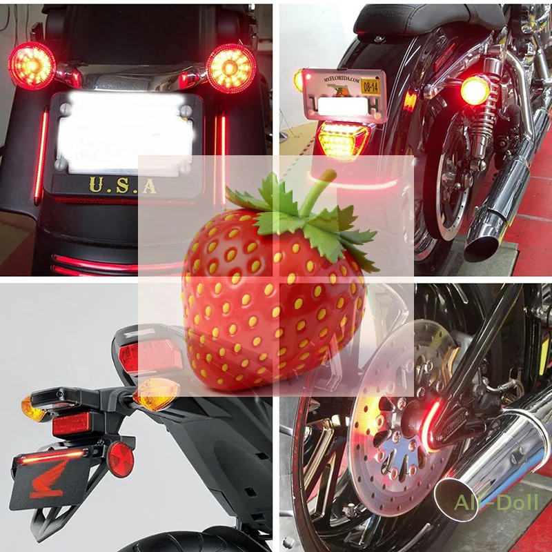 

Motorcycle Tail Light - Red/Yellow Brake Turn Signal License Plate Lamp