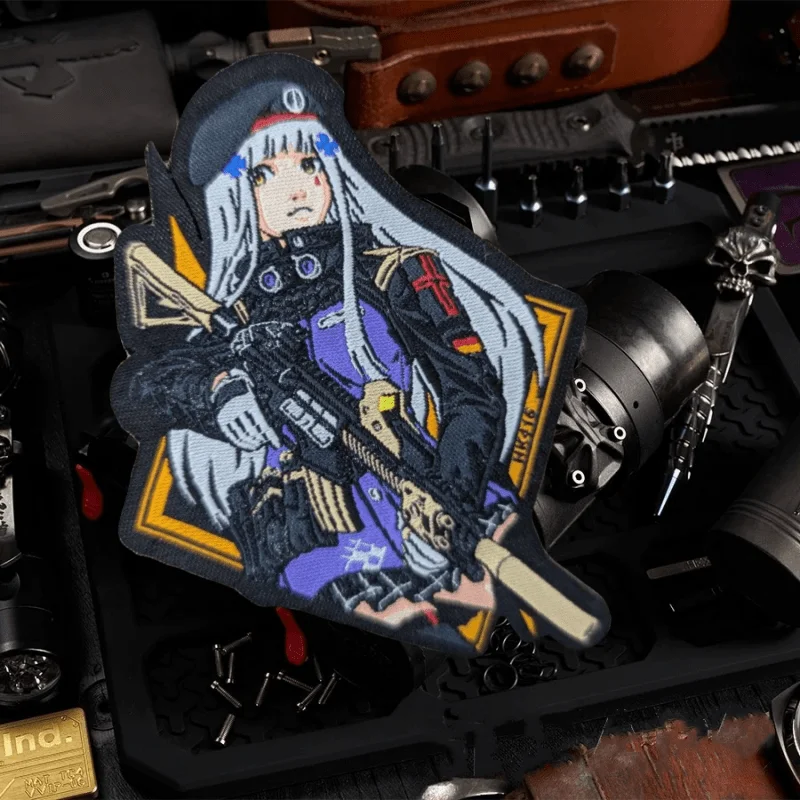 

Нашивки на липучке с принтом аниме-девушки HK416, тактический моральный значок, военная нашивка на рукав, наклейки для одежды и рюкзаков
