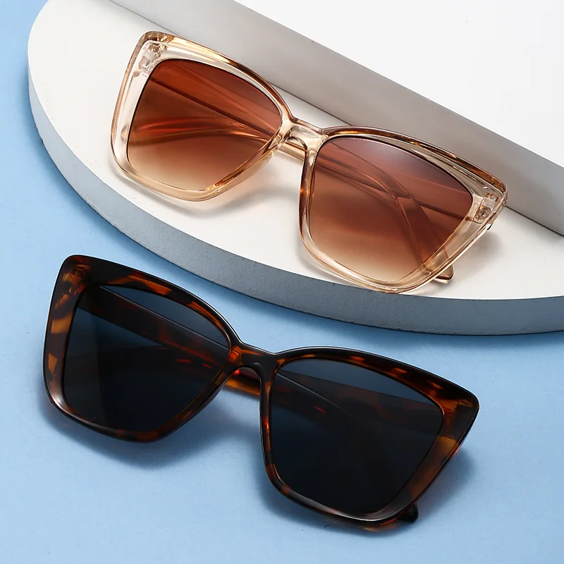Vintage Cat Eye Sunglasses Women Square Big Frame Sun Glasses Female Brand Designer Retro Shades Sunglasses Eye Glasses