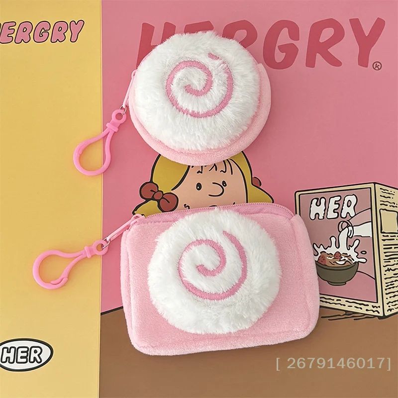 【YY26】Cute Fishboard Cartoon Girl Heart Data Cable Card Package Pendant Plush Earphone Bag Carry-on Coin Small Storage Bag