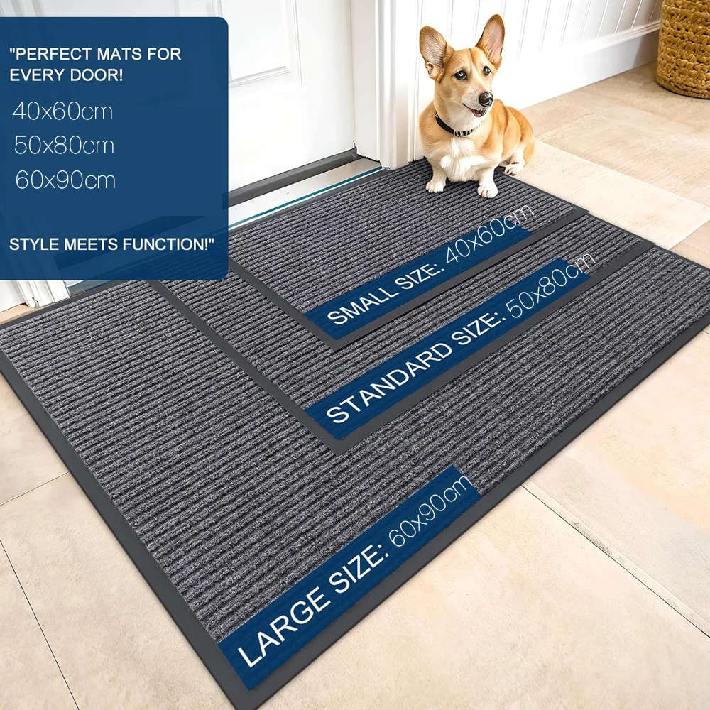 Washable Front Door Mat Indoor Outdoor Entrance Waterproof Heavy Duty Doormat, Fade Resistant, Low Profile, Easy Clean Patio
