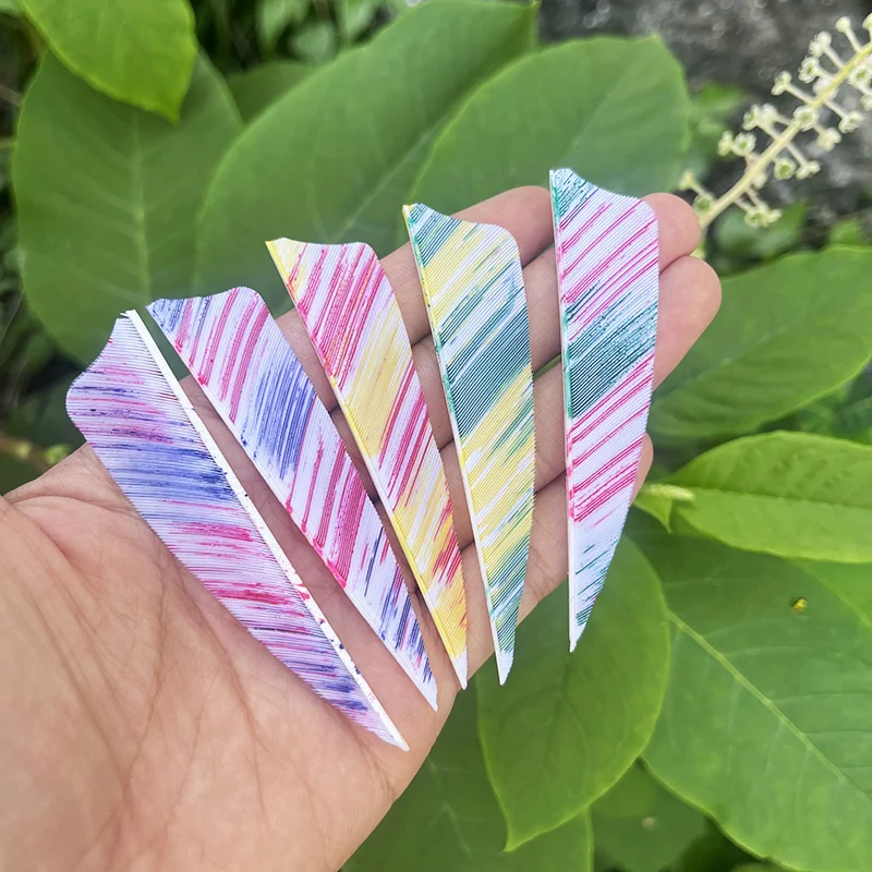 50Pcs 3Inch New Style Arrow Feather Colors Ink Painting Fletchings Shield Cut Natural Turkey Plumes for Archery DIY Accessories