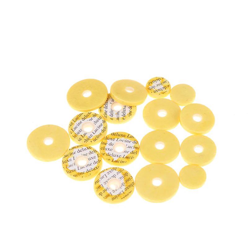 16Pcs/Set Different Sizes Yellow Cork Pad Leather Cushion Flute Key Pads Flute Pads Woodwind Musical Instrument Accessories