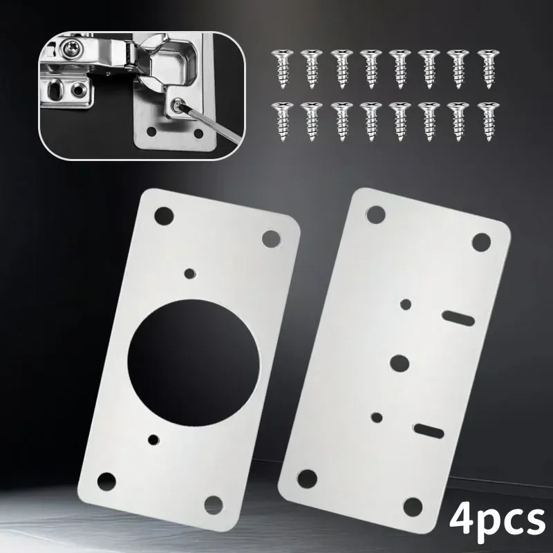 4pcs Hinge fixing plate with installation screws, hinge repair plate, used for repairing cabinets, wardrobes cabinet door hinges