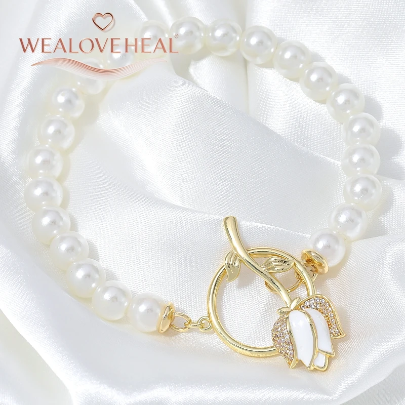 18K vergoldeter Messing-OT-Knebelverschluss, Rosenblüten-Emaille-Zirkon-Verschlüsse für Armbänder, Schmuckherstellungszubehör, DIY-Zubehör – Detail 18