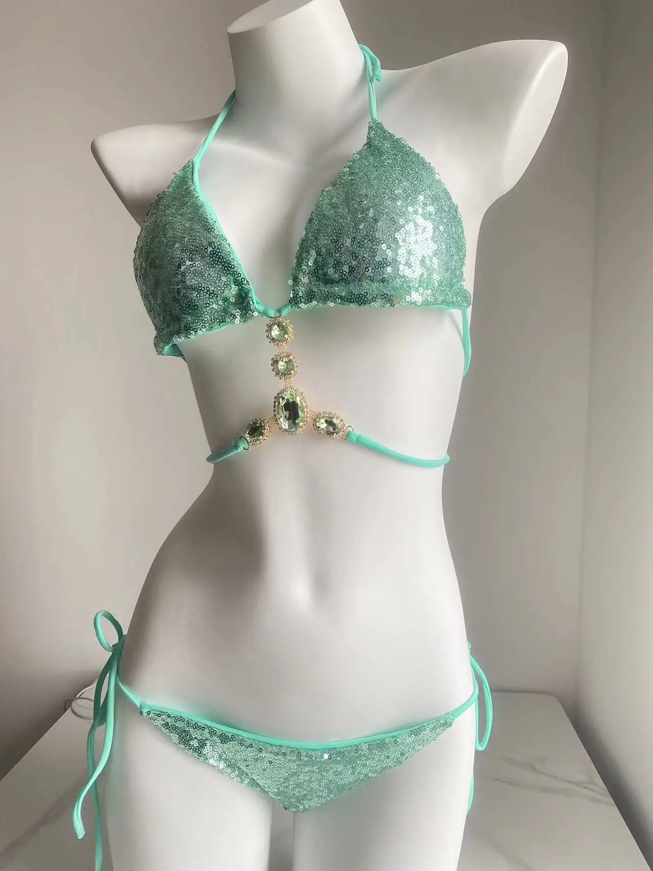 Conjunto biquíni glitter strass lantejoulas, maiô rosa para senhoras, biquíni diamante, swimwear sexy, maiôs correias, moda verão