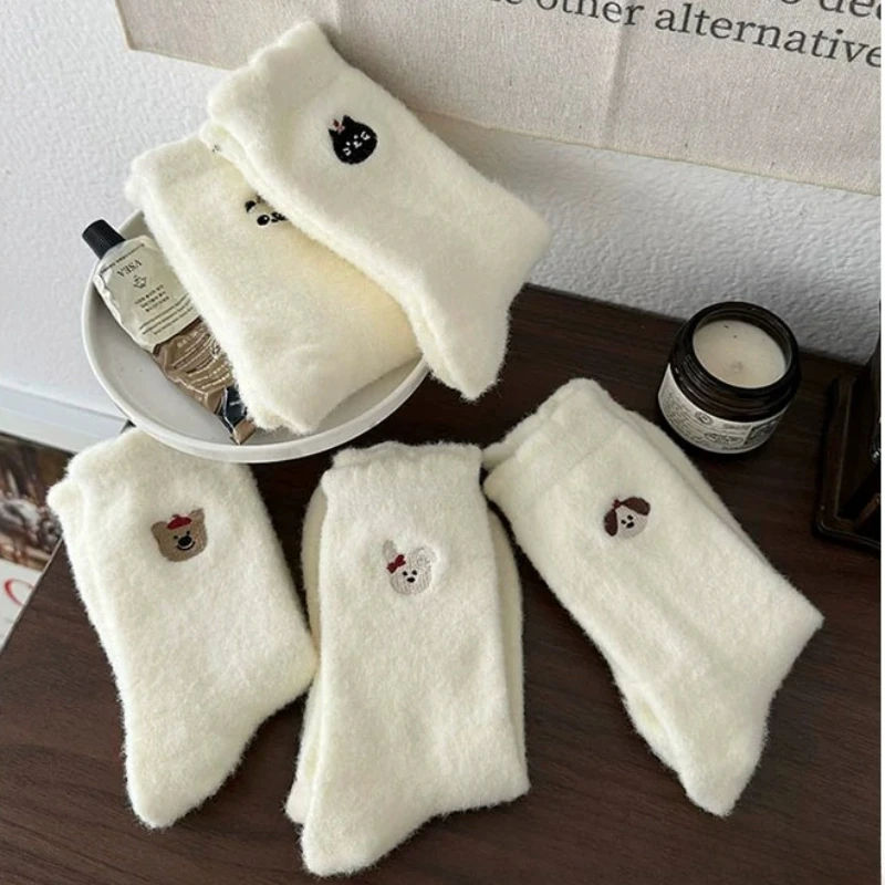 5 пар женских осенне-зимних толстых носков, милые плюшевые толстые теплые простые удобные универсальные носки на зиму