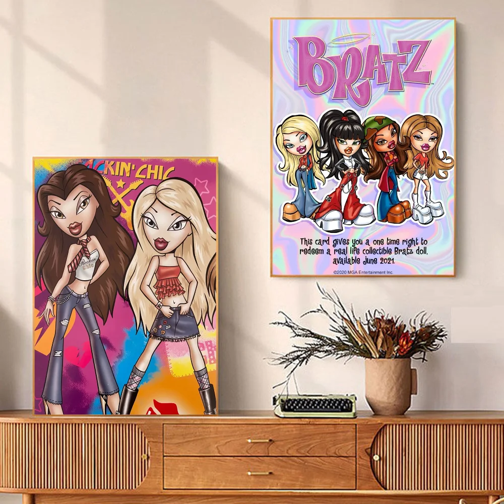 B-Bratz D-Doll Classic Vintage Anime Posters Sticky Waterproof Paper Sticker Coffee House Bar Kawaii Room Decor