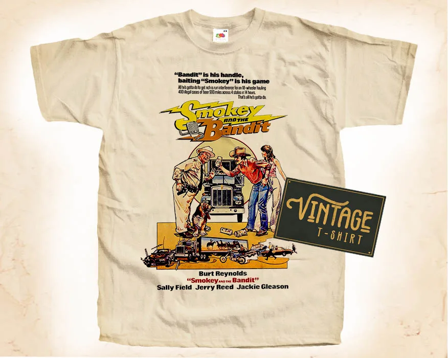 Smokey and the Bandit V2 T SHIRT Movie Poster Vintage Natural sizes S to 5XL long or short sleeves