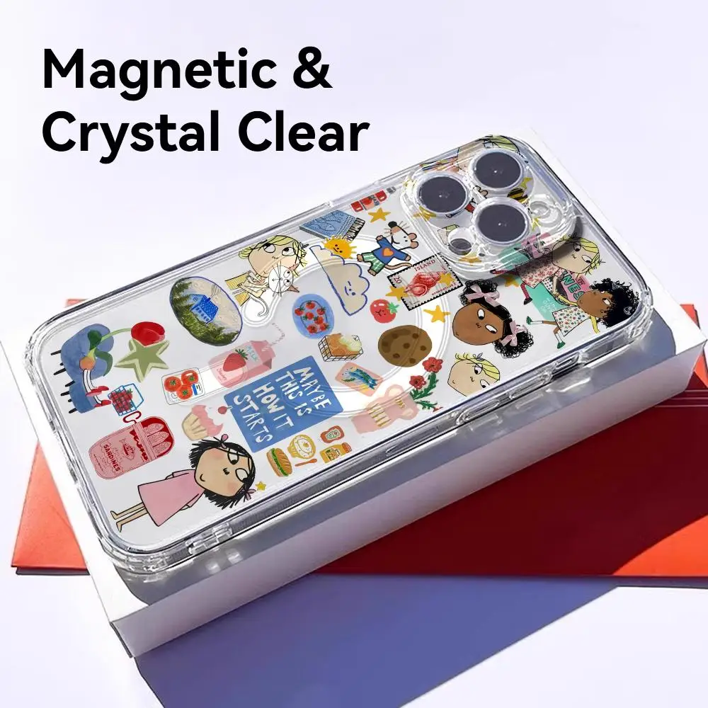 Cartoon C-Charlie And Lola Phone Case Magnetic Clear Case for iPhone 17 16 15 14 13 12 Pro Max Plus Slim Wireless Cover view 2