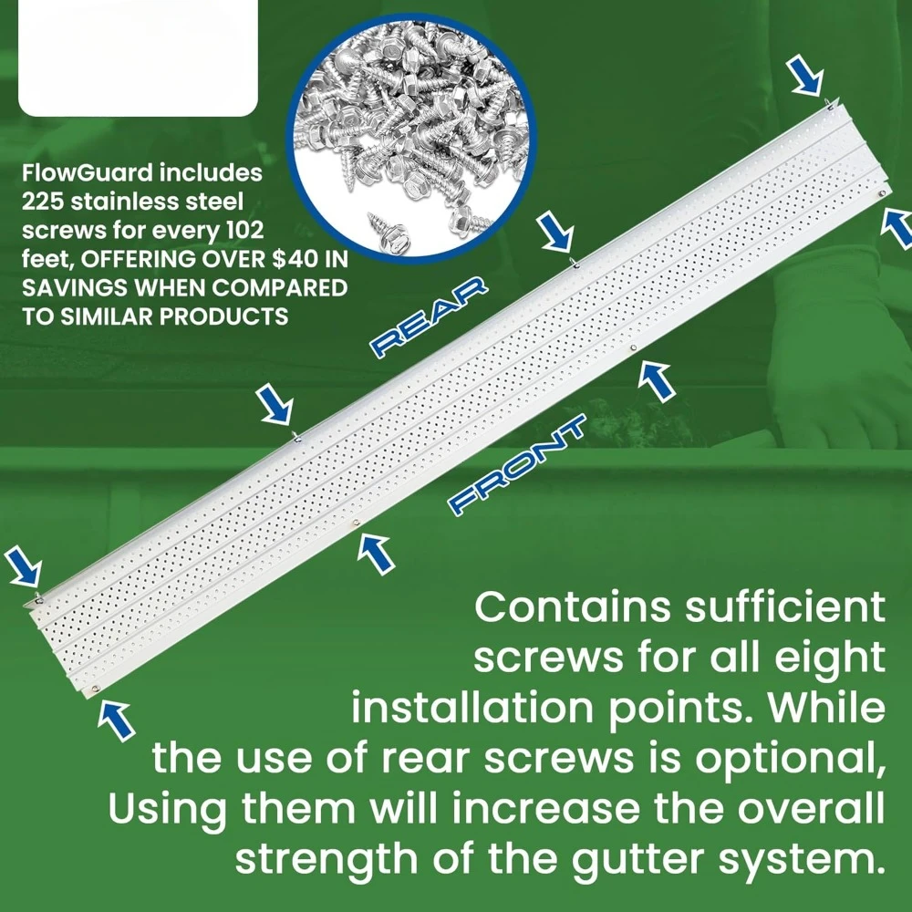 Premium 50-Year Gutter Cover System - White - 5 Inch Aluminum Gutter Guards, 510 Feet - By FlexxPoint