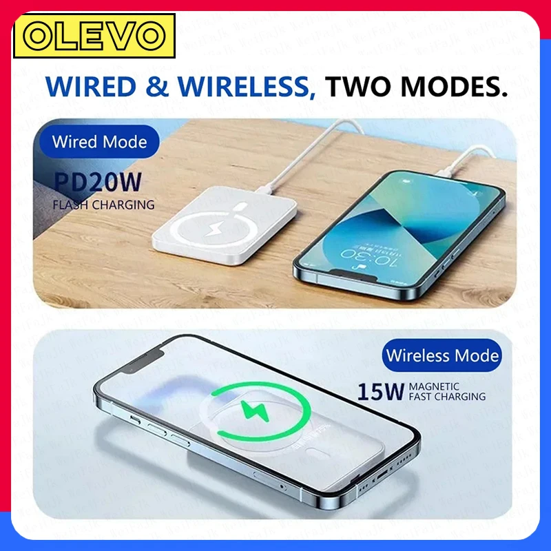 Powerbank magnético para apple bateria auxiliar externa portátil carregador sem fio tipo-c porta para iphone magsafe power bank