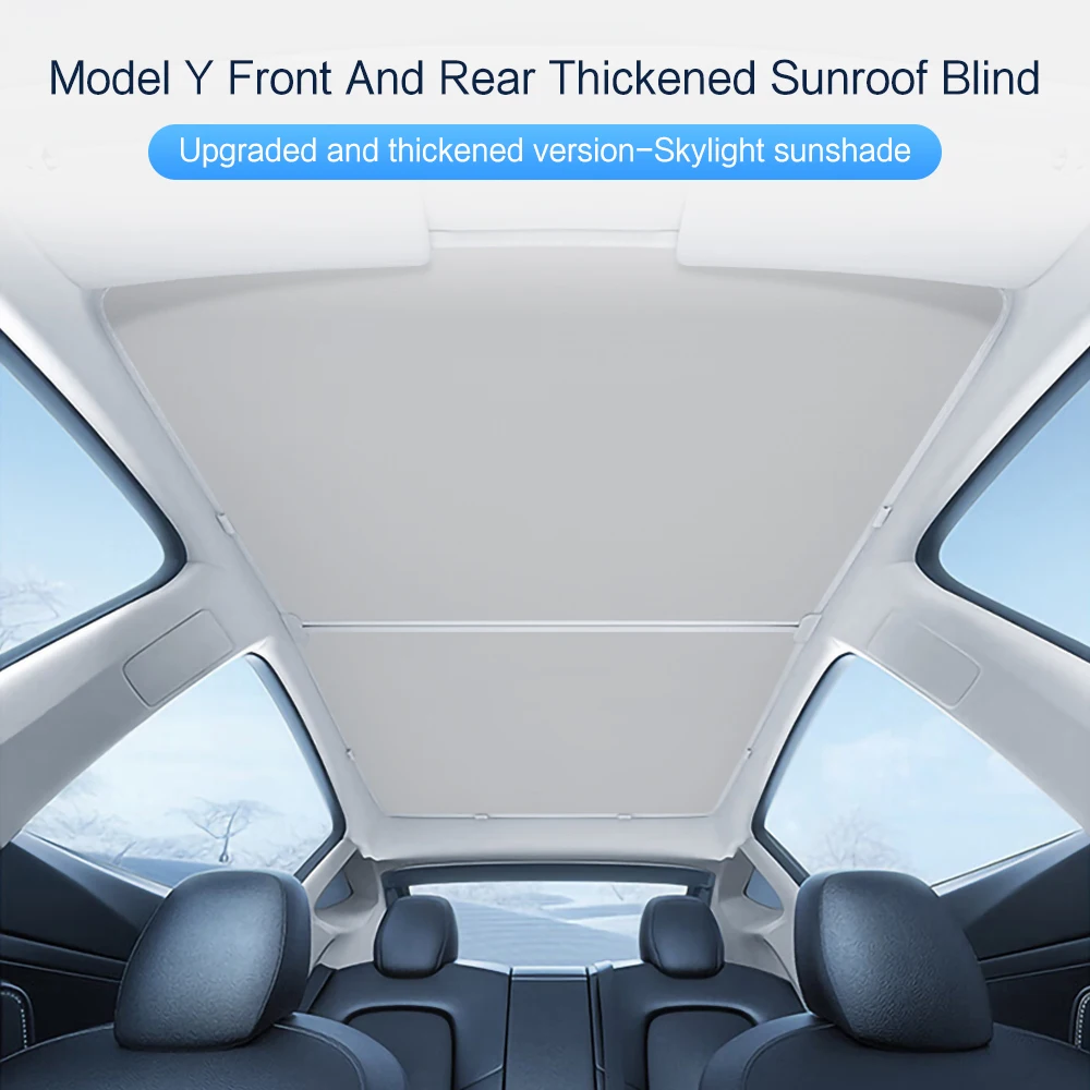 2024 New Sunshade For Tesla Model Y / 3 Sunroof Highland 2019-2023 Car Ice Cloth Buckle Pare Glass Front Rear Skylight Accessory