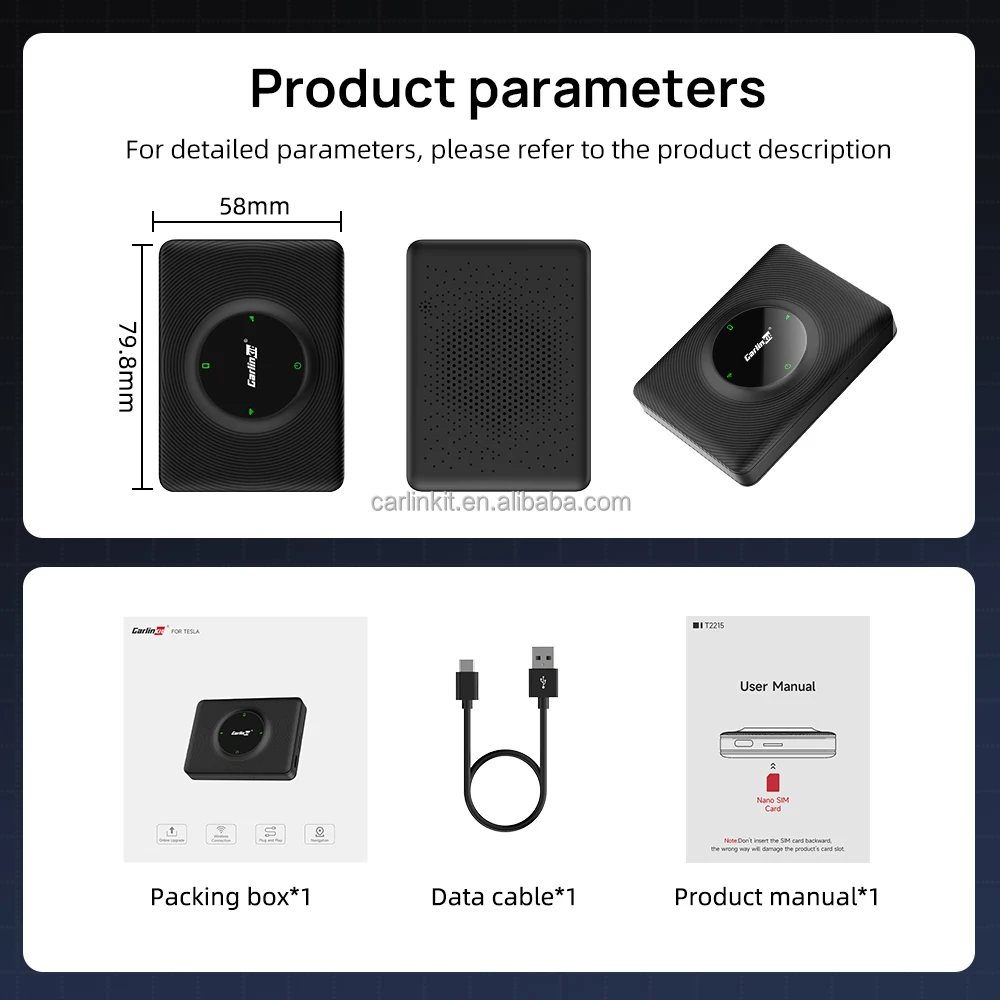 NewMake logo Carlinkit Wireless T2C CarPlay Dongle Car Radio Smart AI Box for Tesla Car Play Model