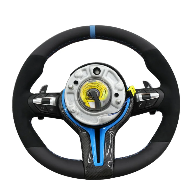 High Quality High Performance Blue Carbon Universal Racing Steering Wheel Full Set