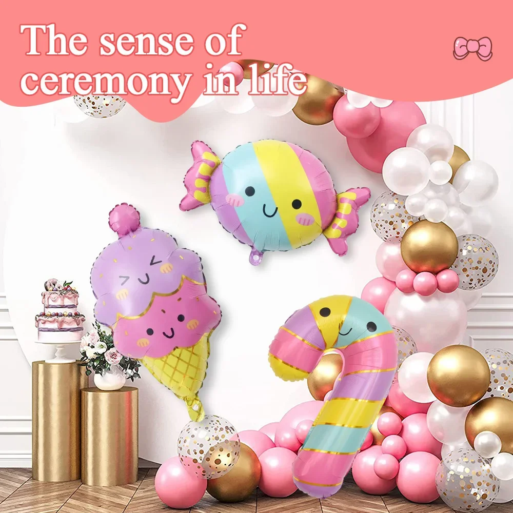 

Colorful Summer Candy & Ice Cream Theme Balloons pink birthday for princess chocolate donut food foil balloons set