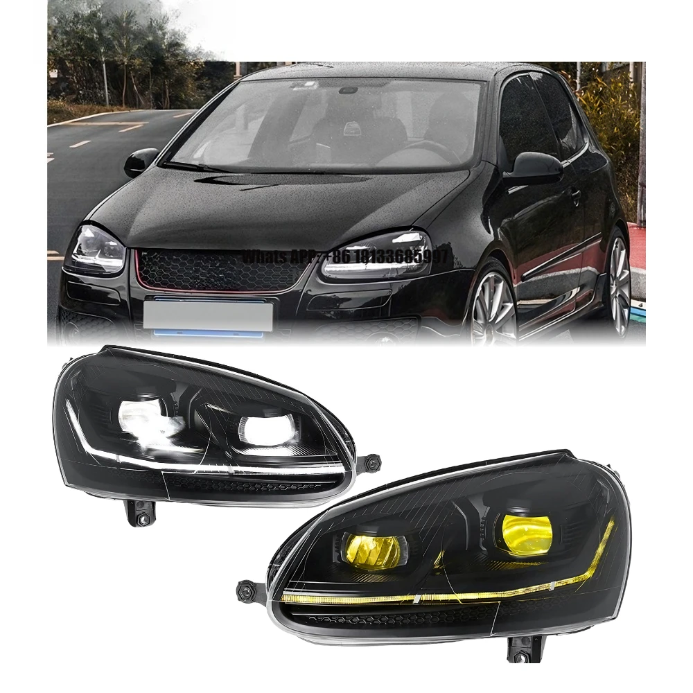 

HETOP Golf 5 Headlights 2003-2010 DRL LED Upgrade Golden Demon Eye Style Head Lamp Modified Assembly Auto Accessories for VW