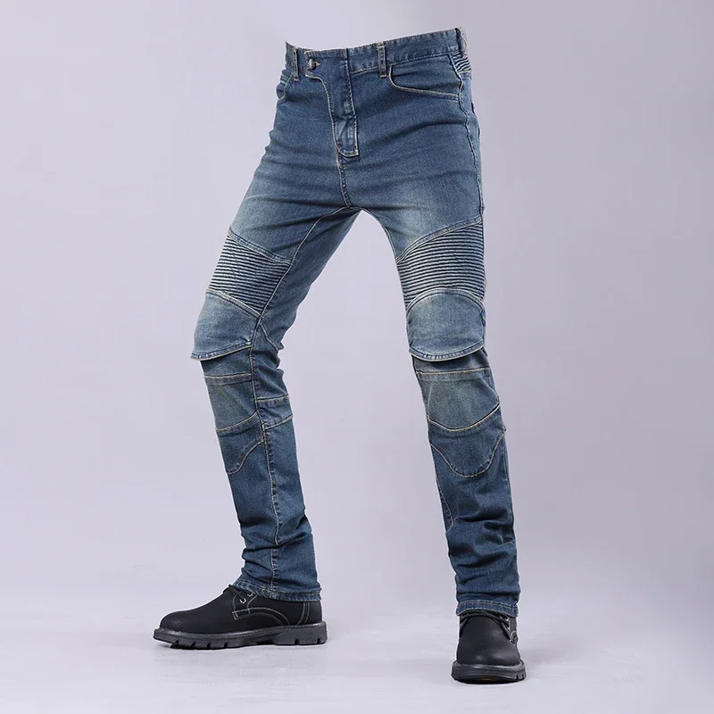 New Four Seasons Motorcycle Slim Fit Elastic Cycling Pants Motorcycle Jeans Retro Fashion Jeans Racing Off Road Anti Drop Pants