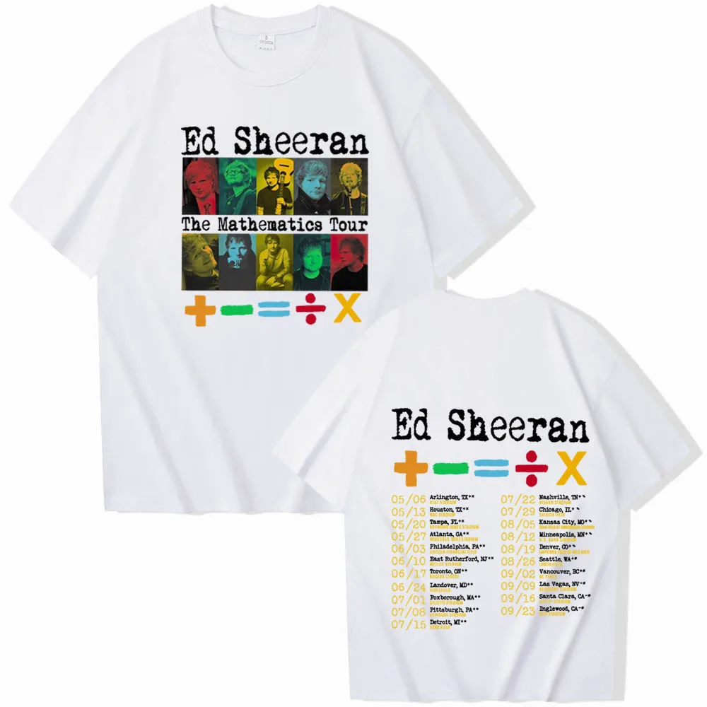 Ed Sheeran matematika Tour 2024 kaus Harajuku Hip Hop O-Neck kemeja lengan pendek