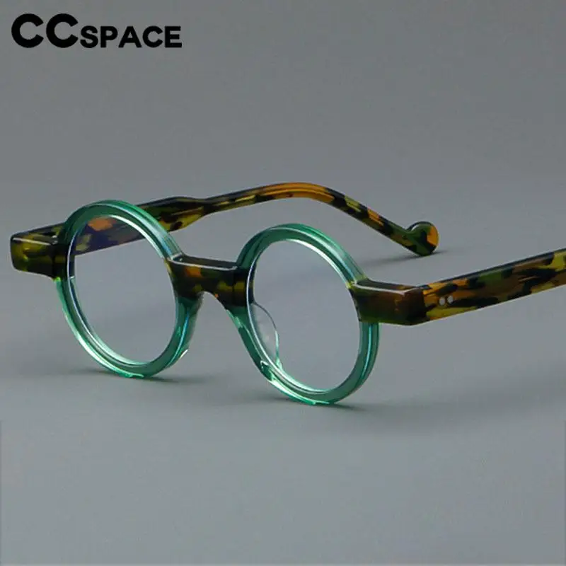 

57029 Top Quality Acetate Prescription Spectacles Frames Men Women Universal Round Vintage Colorful Optical Glasses Frame