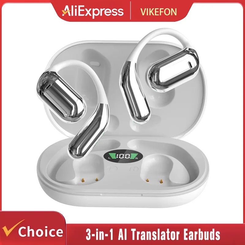 3-in-1-KI-Übersetzer-Ohrhörer, 144 Sprachen, Geräuschunterdrückung, Bluetooth 5.3-Headset, sofortiger Übersetzer, intelligente Stimme, Echtzeit