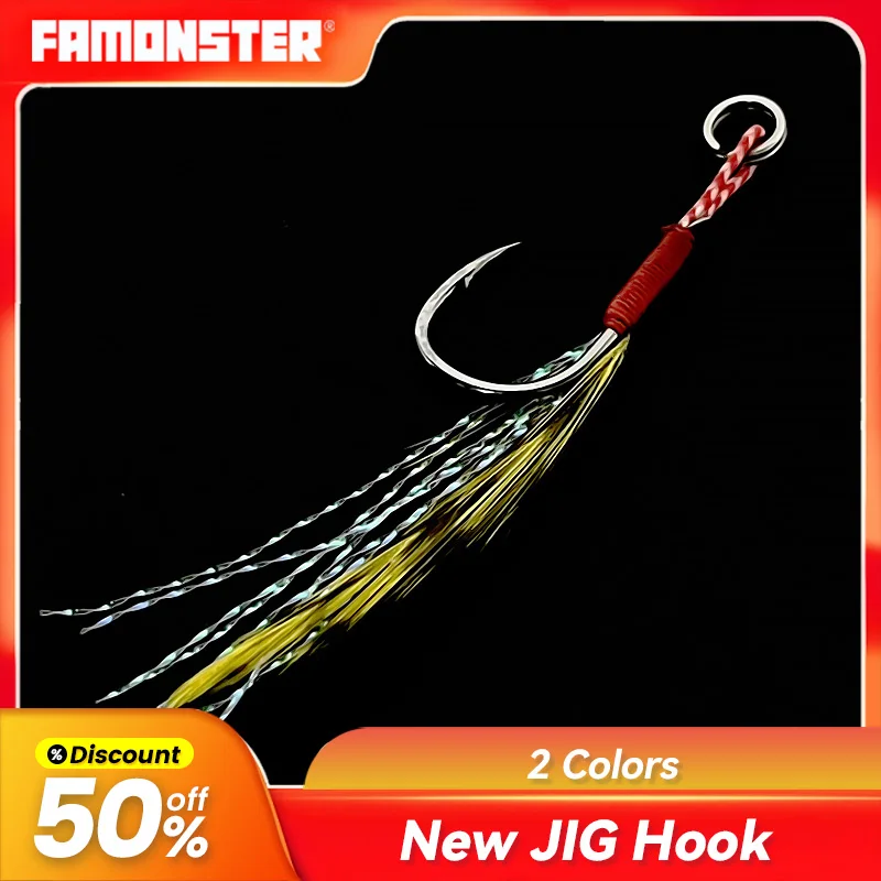 

Famonster 10pcs High Carbon Steel Fishing Single Hook with Feather Carp Hook Fishing Hook With Ring Fish Hooks For Lure Pesca