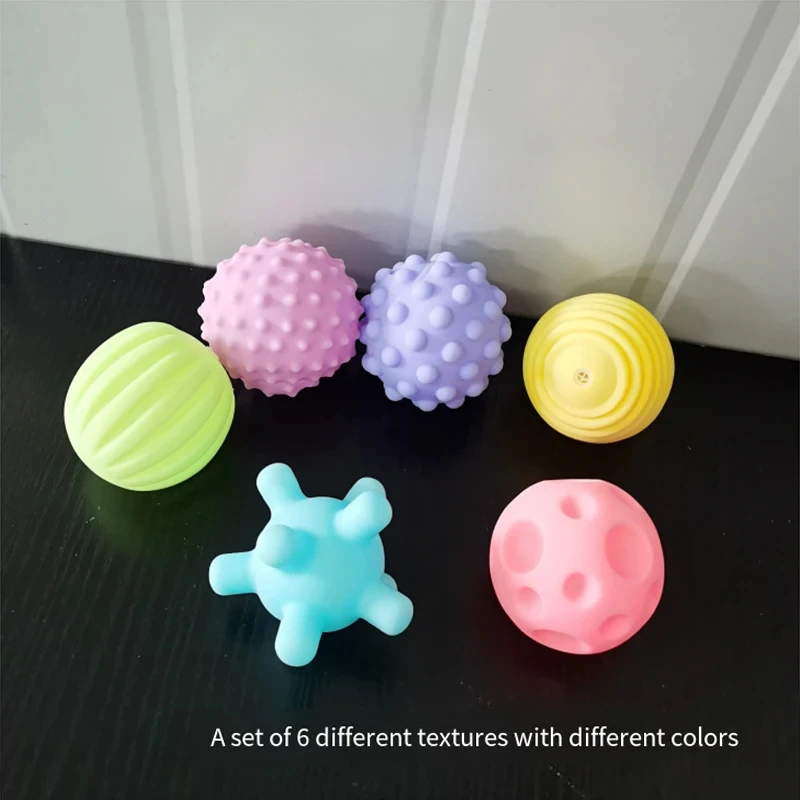 6 Pcs Baby Water Amusement Toys Children Hand Touch Sensory Balls Pool Toys Infant Grip Sound Ball Pinchable And Chewable