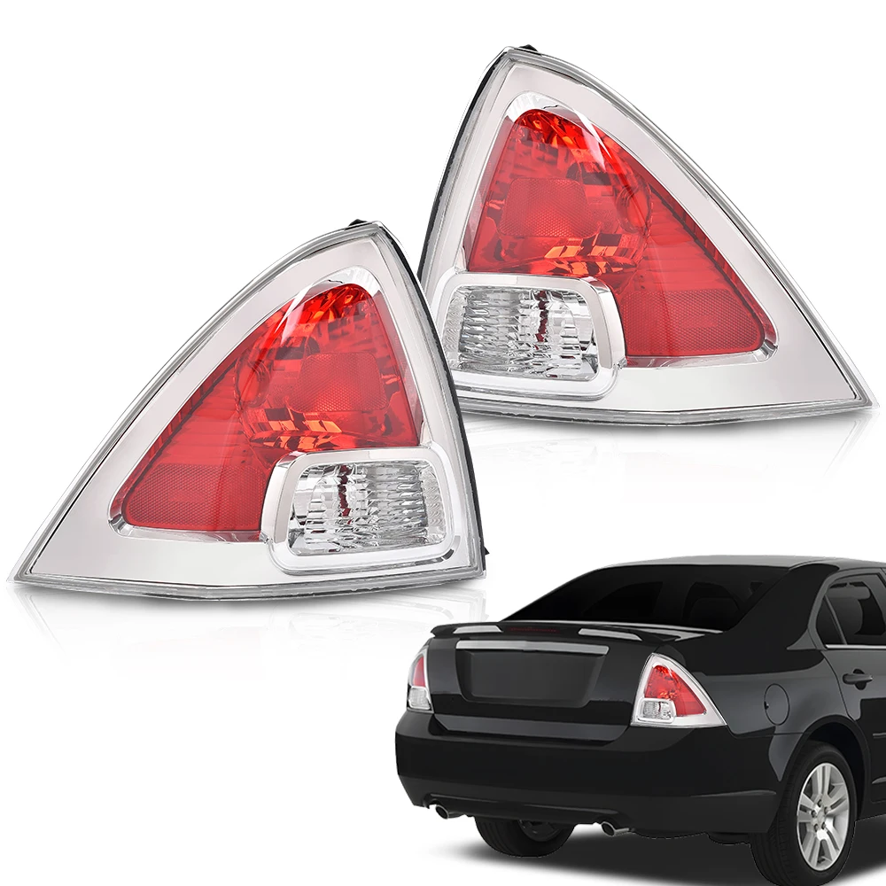 2Pcs Tail Lights Assembly W/O Bulbs Set Clear & Red Lens Halogen Compatible with Ford Fusion (Submodels: S, Se, Sel) 2006-2009