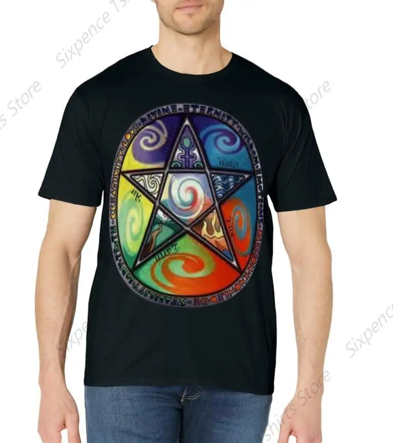 Wiccan Pentagram Witchcraft Magic Pagan Star Men‘s T-Shirt Soft Comfortable Easy to Wear Simple Practical not Easy to Shrink