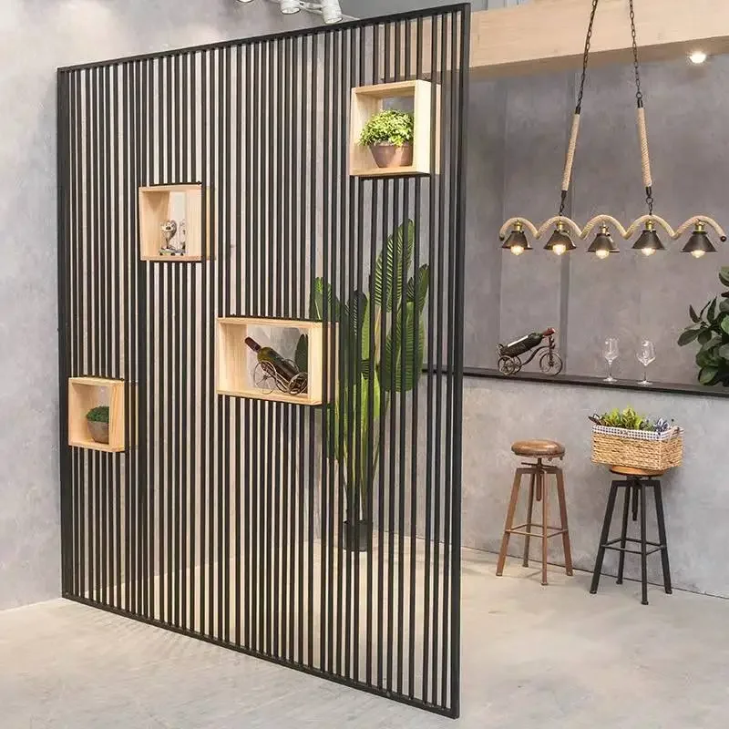 Wrought iron partition screen, office decoration milk tea shop restaurant simple shelf