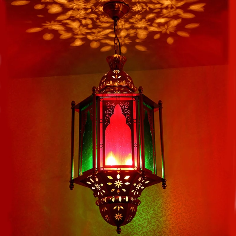 Light Emitting Diode Modern Interior Home Copper Chandelier South East Asia Stained Glass Chandelier Arab Muslim Vintage Style