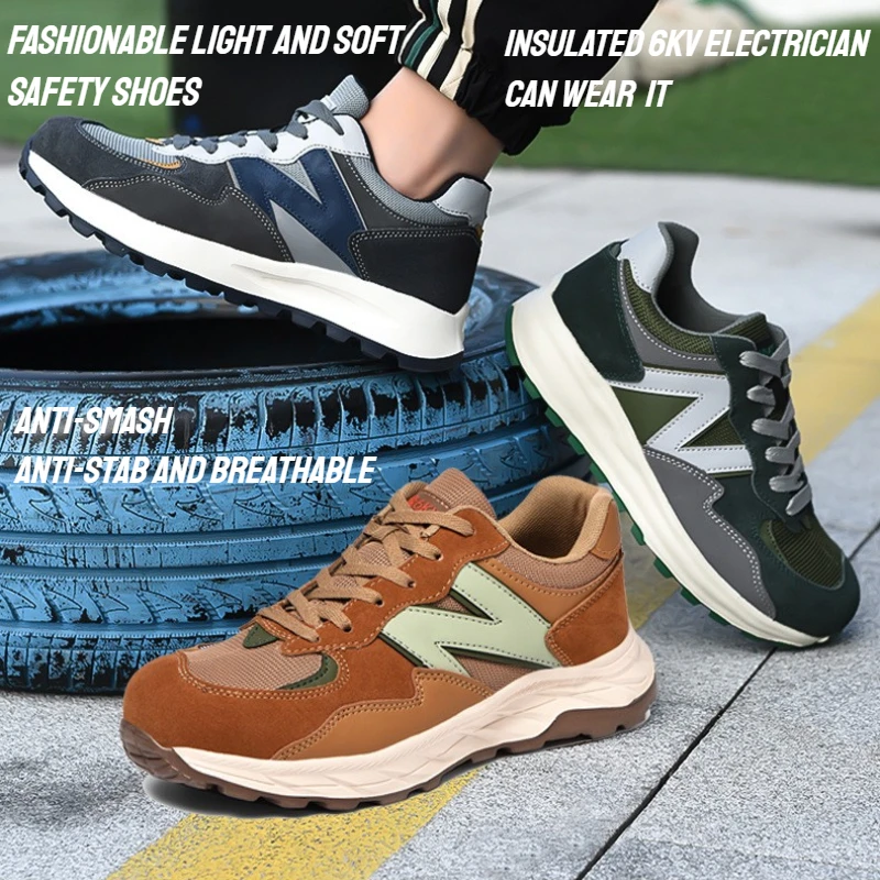 Zapatos de trabajo para hombre, aislamiento antigolpes a prueba de puñaladas, 6KV, ligeros y cómodos, zapatos de seguridad para electricista y sitio de construcción
