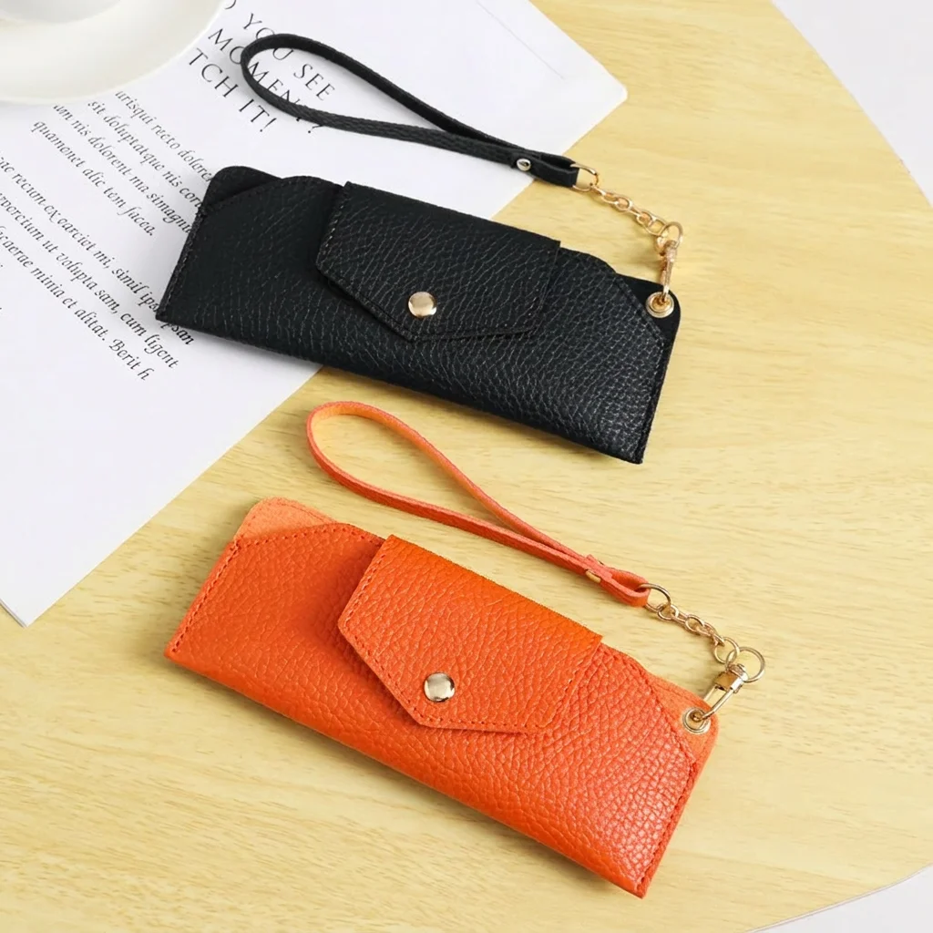 Portable Soft Eyeglasses Pouch PU Leather Anti-Scratch Wrist Strap Storage Bag for Sunglasses Reading Glasses