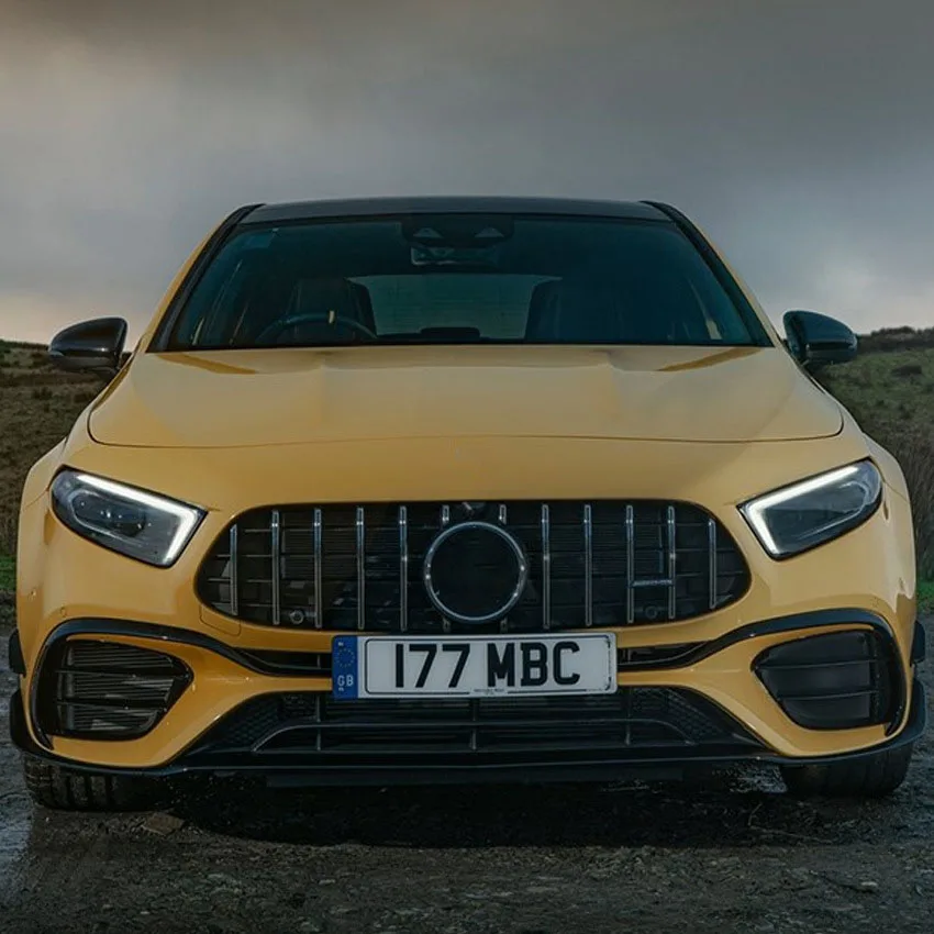 For Mercedes A Class W177 A180 A200 A220 2019-2025 Vertical Slat AMG GT Grille Gloss Black