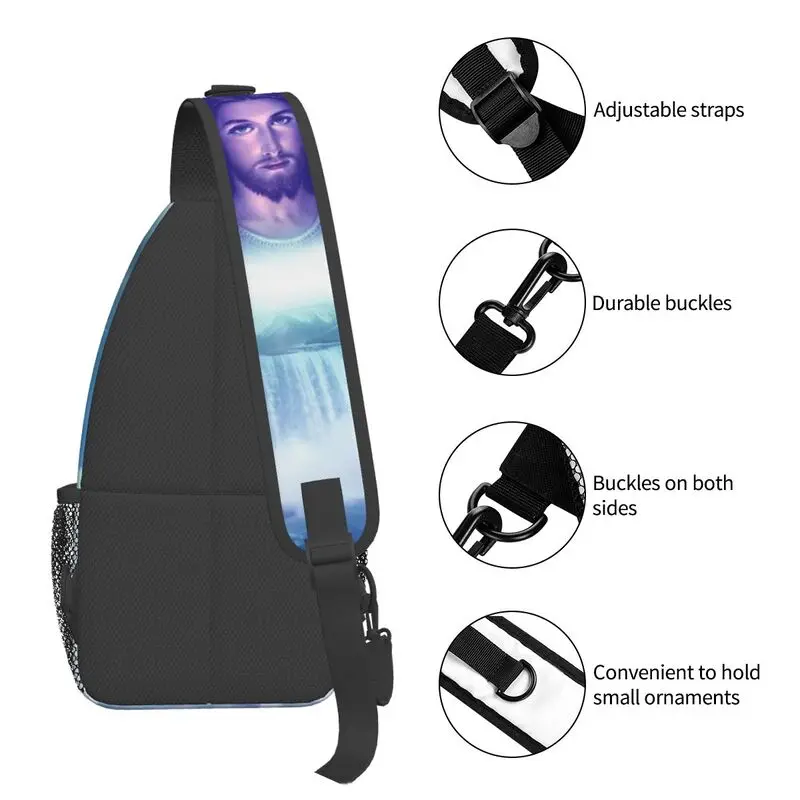 Casual Redder Jezus Christus Sling Tassen Voor Reizen Wandelen Mannen Christelijke God Borst Crossbody Rugzak Schouder Dagpack