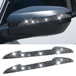 Pegatina de diamante para espejo retrovisor de coche, calcomanía de rayas, accesorios de coche Rosa ostentoso para mujer, 2 uds.