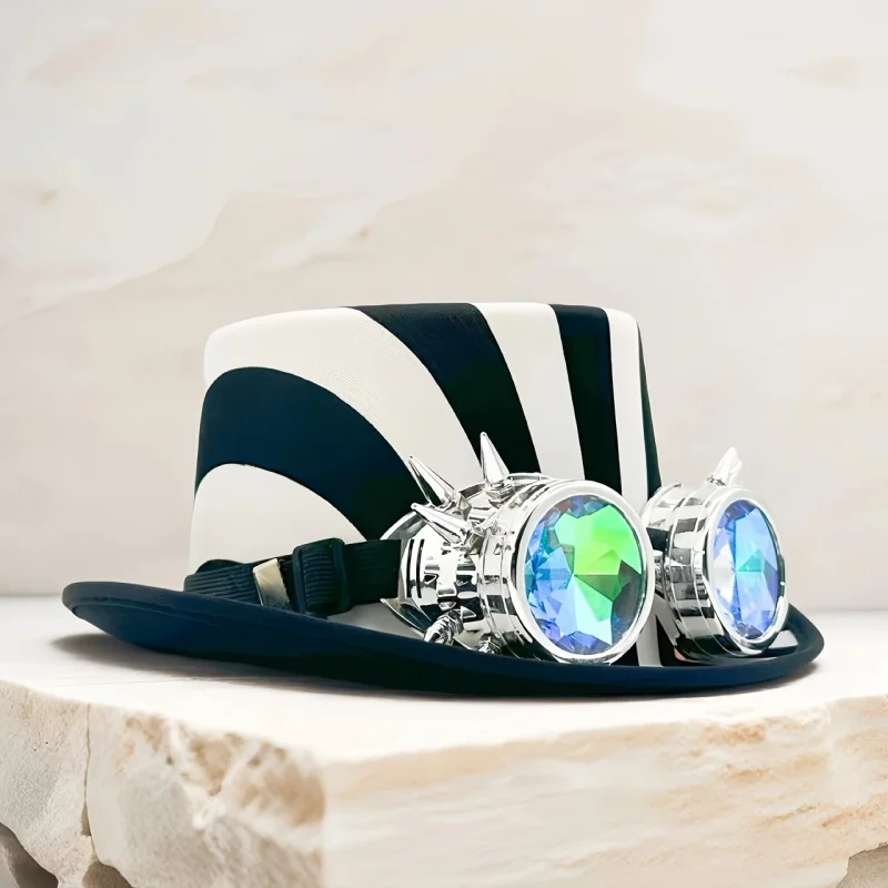 

Steampunk Top Hat with Goggles Victorian Style Unisex Costume Hat for Burning for Man Halloween Cosplay Party