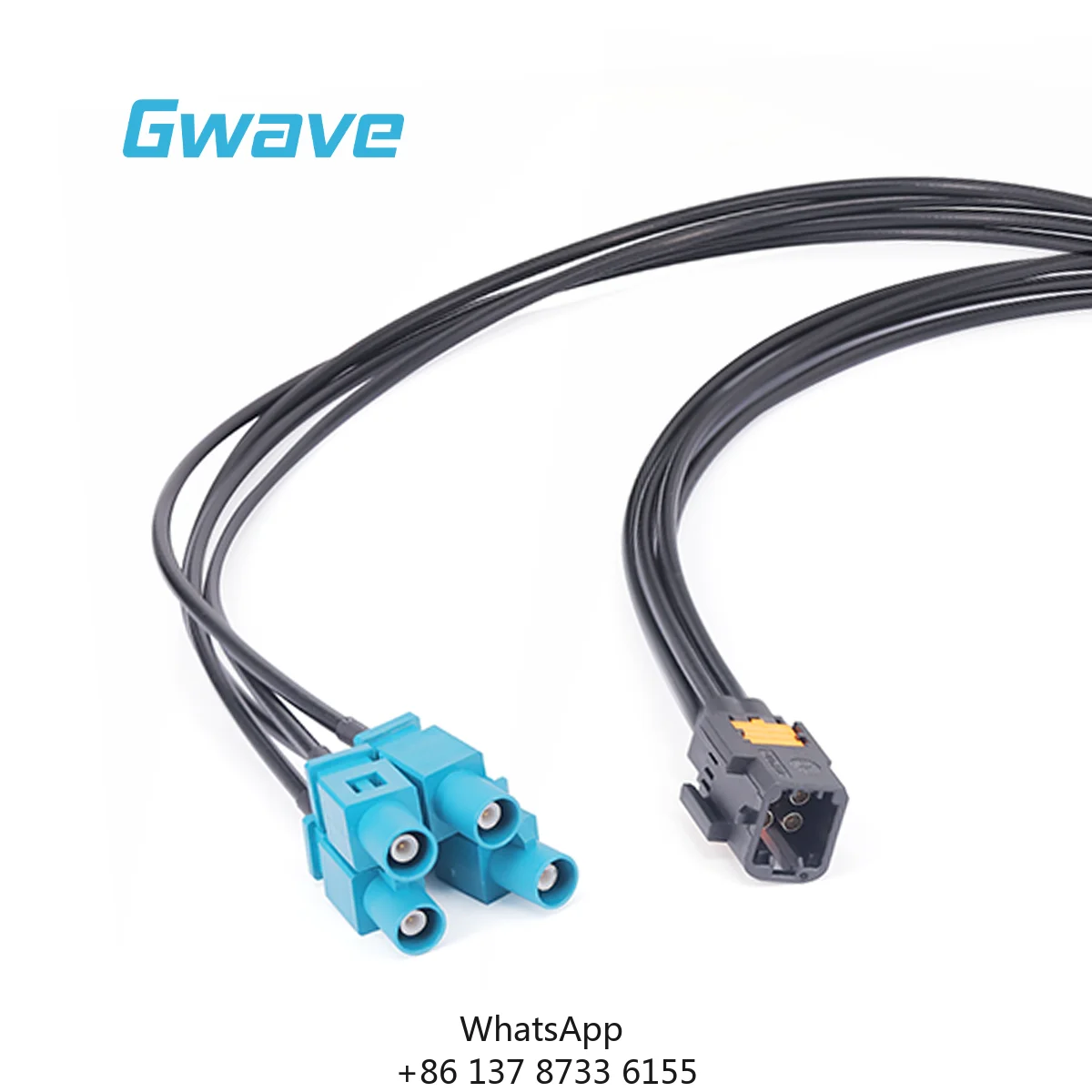 Gwave MINI-FAKRA Male FAKRA Male Cable 50 Ohm Impedance Copper-clad Steel Conductor RoHS Compliant RG174LL DC-6GHz 500mm Length