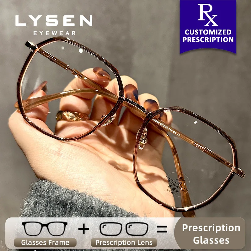 

LYSEN New Fashion Polygonal Women Prescription Glasses Anti Blue Light Photochromic Myopia Eyewear Progressive Optical Glasses