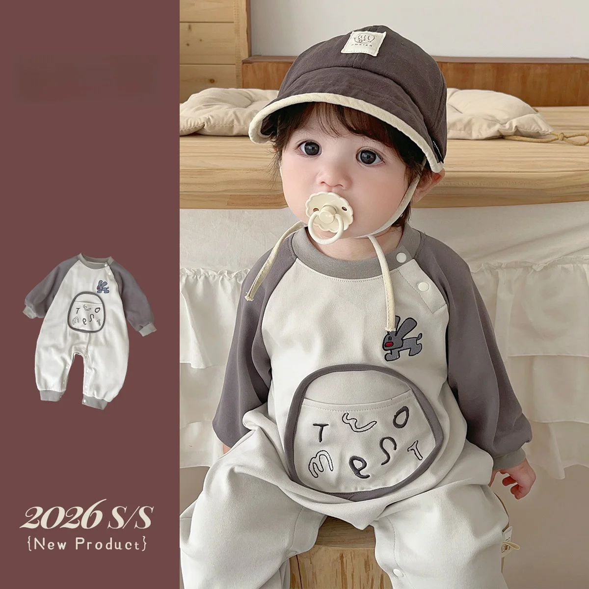 

Очаровательный комбинезон ранней осени для маленьких мальчиков, корейская одежда, дышащий хлопковый костюм с длинными подошвами и пуговицами