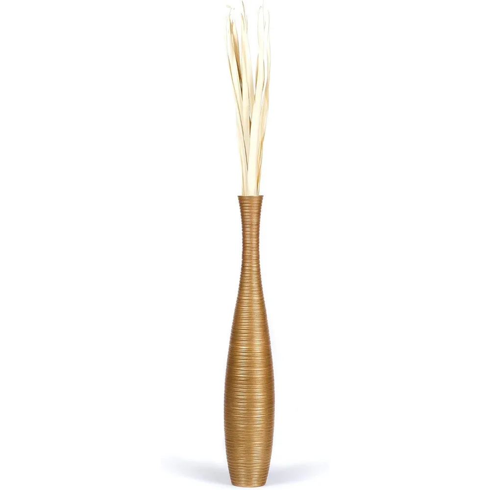 34 Tall Wooden Floor Vase for Home Decor - Ideal for Fake Plants & Pampas Grass