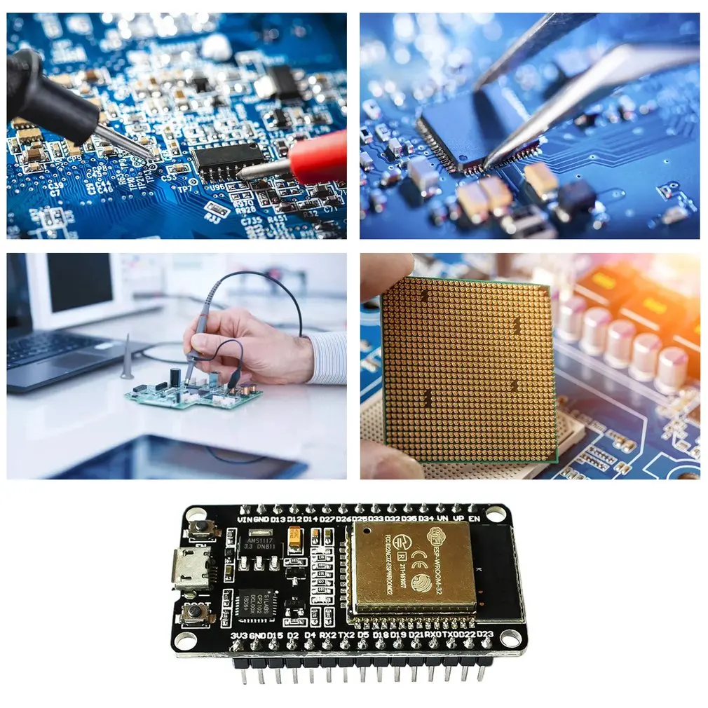 Placa de Desenvolvimento Sem Fio para Arduino, ESP32, ESP-32, WiFi, Compatível com Bluetooth, Dual Core, CP2102, 2,4 GHz, Amplificador de RF, Módulo de Filtro