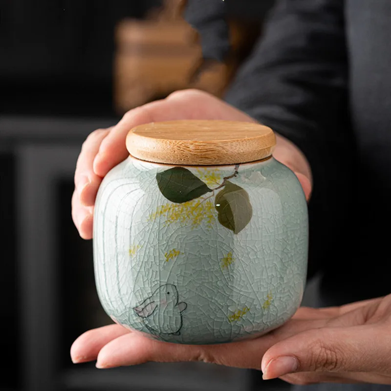 Mini Ceramics Tea Caddy Oolong Tieguanyin Containers Travel Tea Bag Sealed Tea Jar Coffee Powder Canister Household Storage Tank