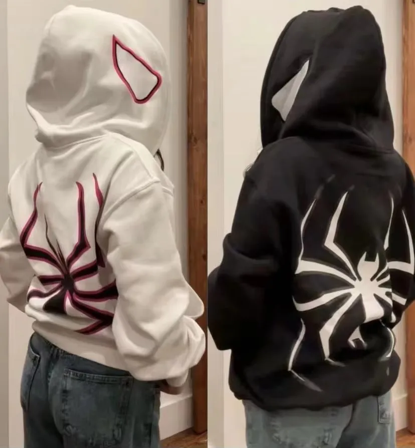 Spider Hoodie Damen Herren Streetwear Harajuku Grafik Oversized Jacke Kapuzen-Shirt Punk Gothic Y2K Kleidung Familien-Matching