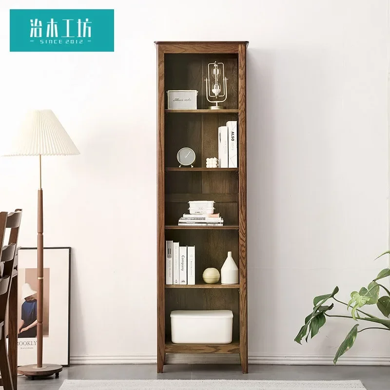 Woodworking Workshop All Solid Wood Bookcase American Simple Environmental Protection Walnut Red Oak Combination Bookshelf Study