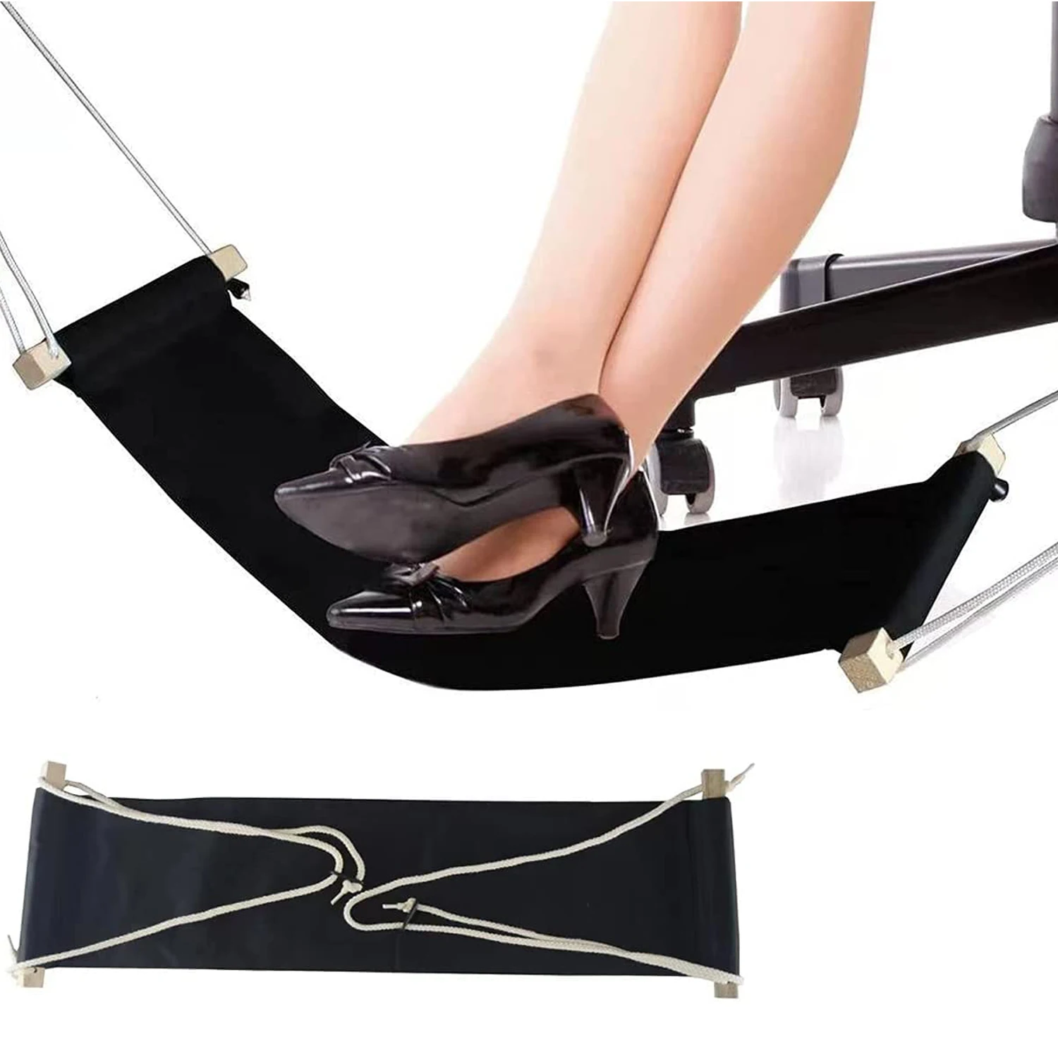 

Canvas Foot Rest Desk Hammock,Mini Office Under Desk Foot Rest Stand Foot Hammock Adjustable Desk Feet Hammock