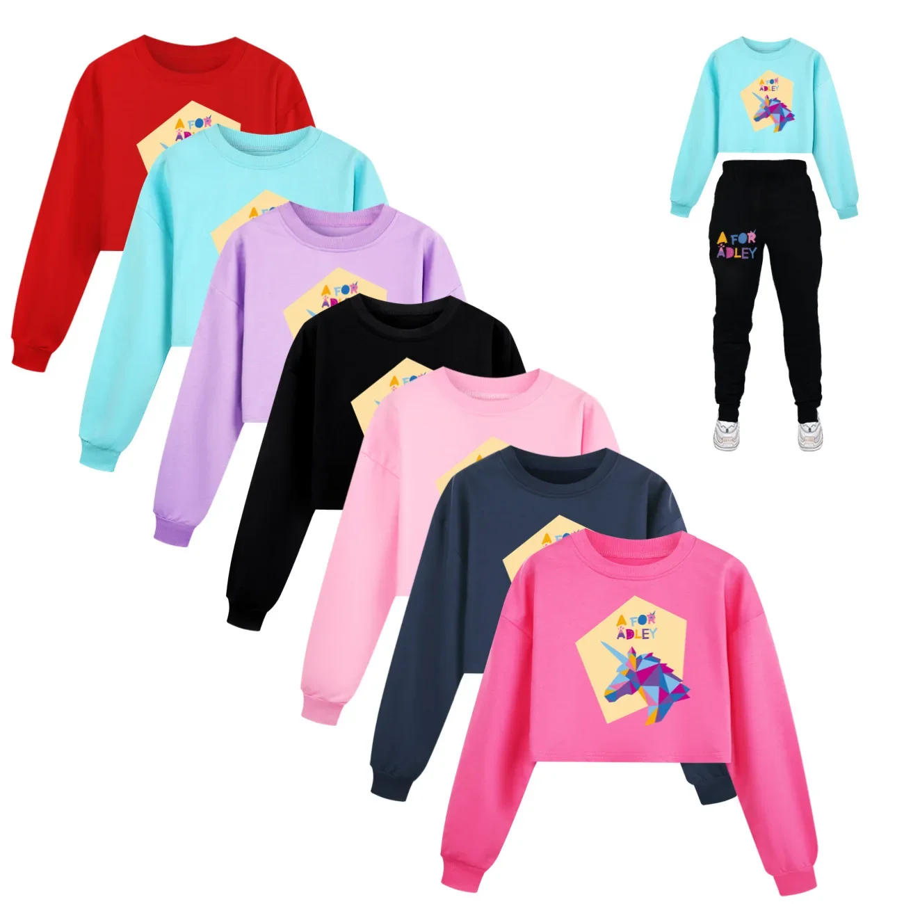 

Fashion Cropped Hoodies Sweatshirts A For Adley Girls Hoodie Set Children Clothing Spring Hoody Kids Long sleeve Casual Tops1037